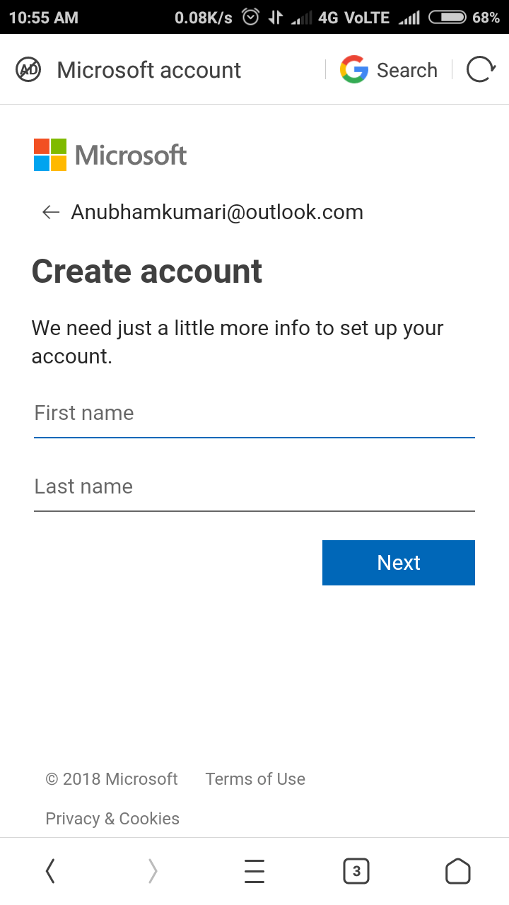 Hotmail.com, Create account on Hotmail.com, Microsoft.com