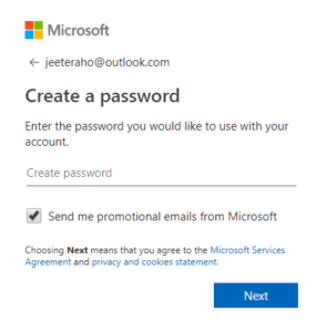 create password of account on microsoft outlook step 2